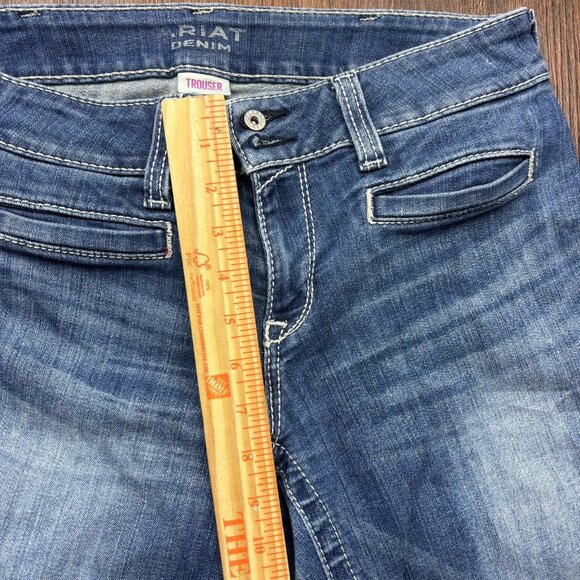 Ariat Trouser Bootcut Jeans Distressed Medium Wash Raw Hem Women’s Size 30r - Picture 9 of 12